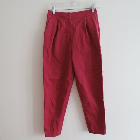 ANTHROPOLOGIE EXQUISE Barrel Leg High Rise Chino Pants in Cedar Red Sz XS Petite - Picture 2 of 11